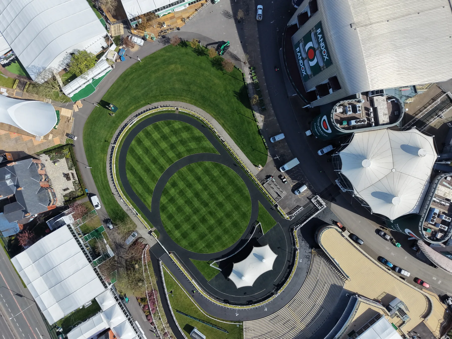 Aintree Racecourse: Top-down over the parade ring